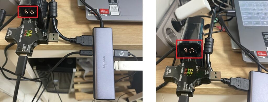 UREEN-USB-허브-100W-충전-비교
